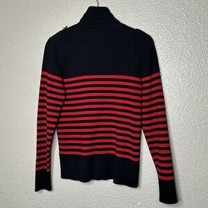 Lauren Ralph Lauren Ribbed Black Red Stripe Sweater Womens Size Large